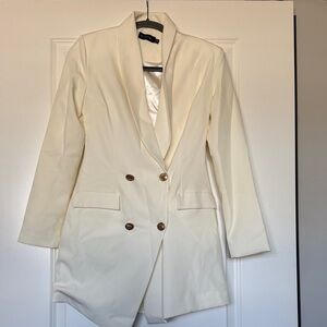 PrettyLittleThing Cream Double-Breasted Blazer Dress